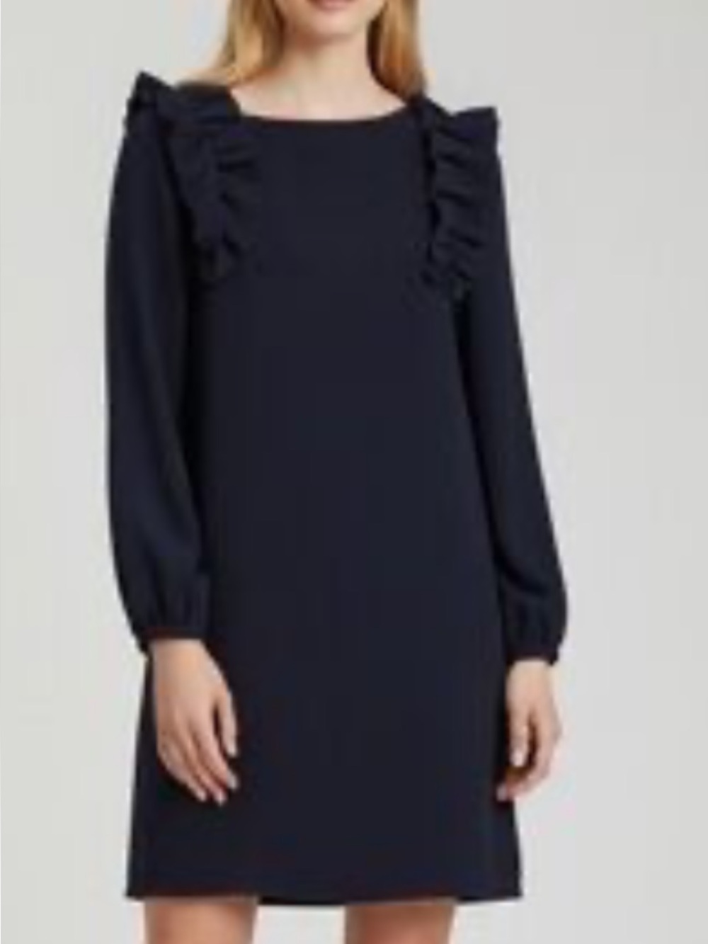 Eliza J Navy Ruffle-Shoulder Mini Dress